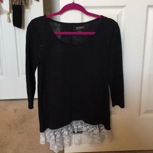 Black lightweight sweater with lace bottom